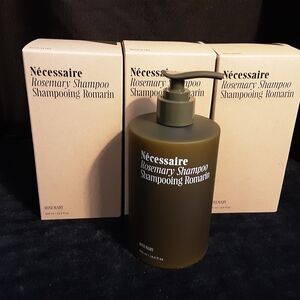 3 New Necessaire Rosemary Shampoos- Green With Pump 16.9oz